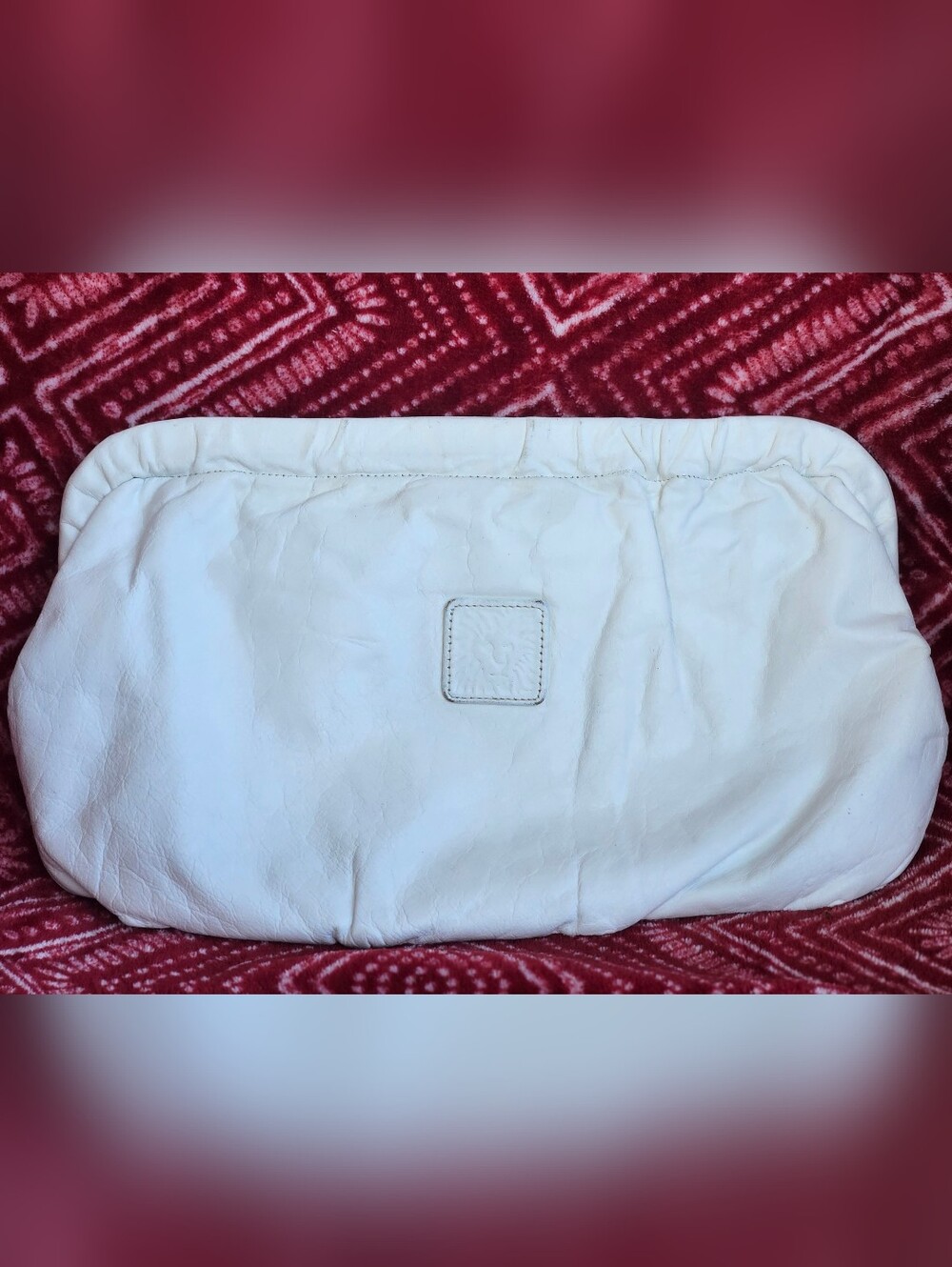 Anne Klein For Calderon, Vintage 1980s White Leather Clutch Handbag